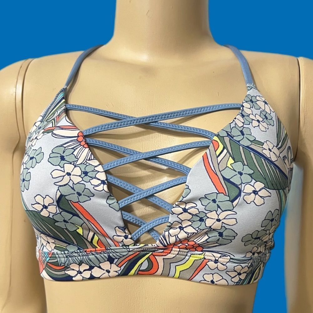 Victoria’s Secret padded sexy Strappy lace up Font sport bra multicolor Small